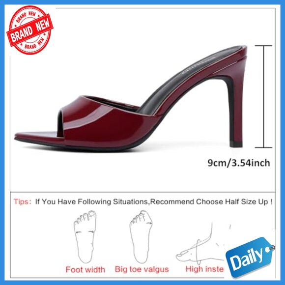 Women\'s Heeled Mule Sandals Slip On Open Toe Stiletto Dressy Shoes Size 6.5 main image 1